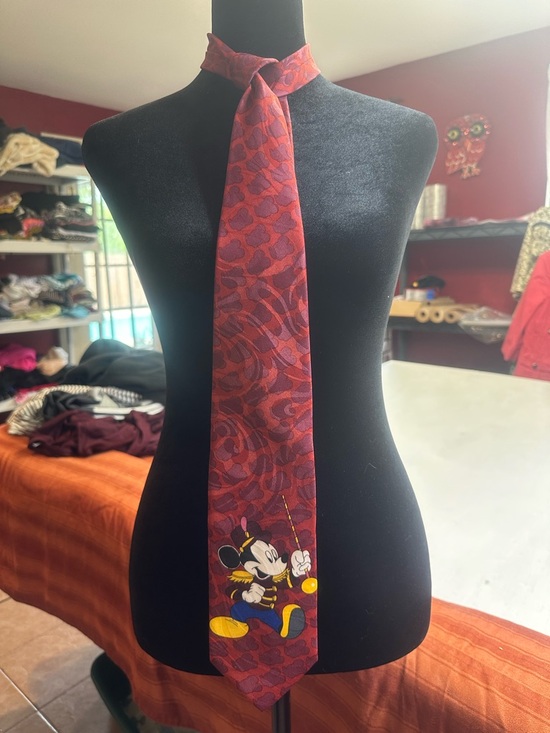 Disney Other - 90s Disney Mickey Mouse Band Leader Tie Red USA Made Mickey Unlimited Novelty